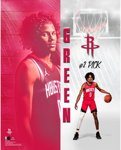 Jalen Green Houston Rockets Unsigned 2021-22 NBA Draft #2 Pick Collag Photograph Cover