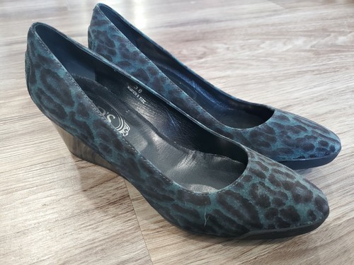 TOD’S Scarpe da donna verdi Tods taglia 38 tacchi a zeppa stampa loepardata in pelle