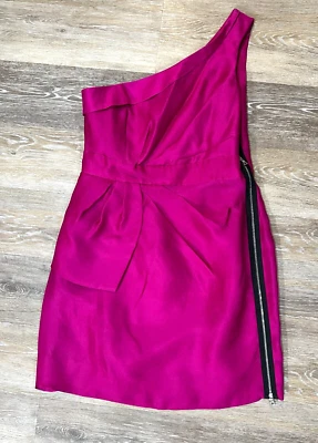 Mini Vestido Formal Phoebe Couture Talla 10 SEDA Un Hombro Plisado Acanalado Cremallera Lateral Foto 1 de 4