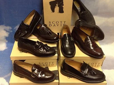 Zapato de vestir mocasín sin cordones de cuero Scott David Boy niño talla 12,5 - juvenil talla 3,5 Foto 1 de 2