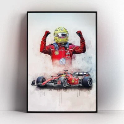 Póster Lewis Hamilton 2025 impresión de coche Ferrari - arte de pared de Fórmula Uno - póster de decoración Foto 1 de 4