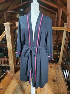 Maiden Form Womens Robe Black Pink Medium Lightweight Stretch Soft - Picture 1 of 12