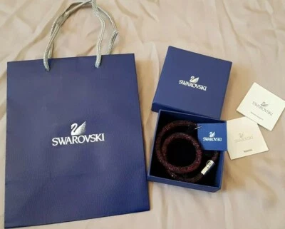 NUEVO Genuino SWAROVSKI Cristal PÚRPURA Doble Polvo de Estrellas Pulsera Gargantilla Caja y Bolsa S Foto 1 de 4