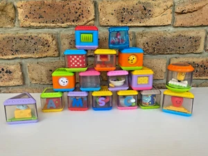 Fisher Price 17 Mixed Peak a Boo Sensory Baby Busy Building Blocks. Activity. - Picture 1 of 5