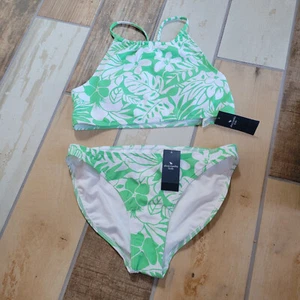 NWT Abercrombie Kids Girls 2-piece Bikini Floral Print White/Green Sz 17/18 NEW - Picture 1 of 1