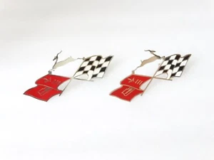 Chrome Quarter Panel Emblem Cross Flag (Pair) For 1961 Chevrolet Impala #18D20 - Picture 1 of 6