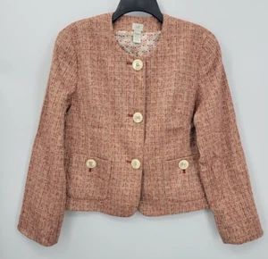 J Jill Blazer Damen 14 rot kariert Tweed Cropped Old Money Preppy Y2K Sakko - Bild 1 von 7