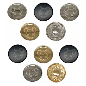 Cute Mouse Face 0.6" (15mm) Round Metal Shank Buttons for Sewing - Set of 10 - Picture 1 of 5