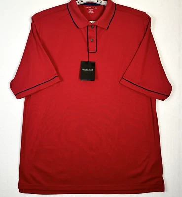 Jack Nicklaus Performance Mens Polo Golf Shirt Red Navy Trim Sz: XL Polyeste NEW - Image 1 of 4