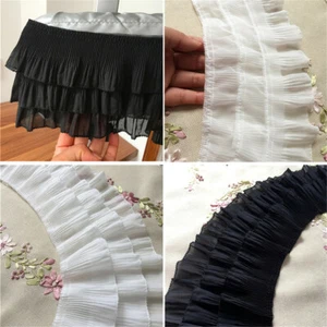 50CM Falten Chiffon Spitzenbesatz Spitzenband Rock Saum DIY Nähen Kunst - Bild 1 von 14