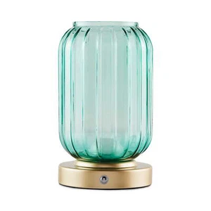 Mainstays by Becky G. & Alejandra 8.5" Rechargeable Green Lily Ribbed Glass - Picture 1 of 5