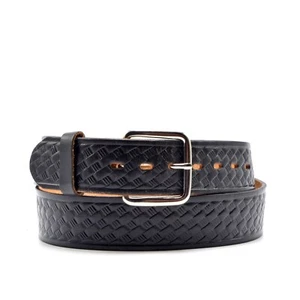 Cinturón de moda estampado tejido de cuero genuino negro talla 38/95 sin marca para hombre - Imagen 1 de 8
