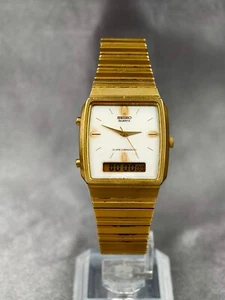 Rare Seiko H601-5020 Mens Gold Tone Analog Digital Watch, Works - Picture 1 of 10