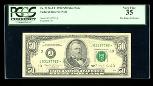 DBR 1990 $50 FRN Kansas City STAR Fr. 2124-J* PCGS 35 Serial J03197765* - Picture 1 of 2