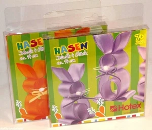 Schleifenband Bastel-Set 4 HASEN 14cm orange / lila Kreativpackung Fensterdeko - Bild 1 von 5