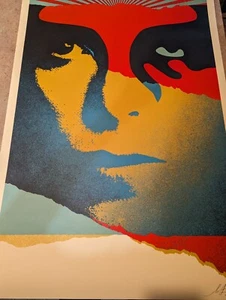 A Cracked Icon OBEY GIANT Ed. Of 550 Signed Screen print - David Bowie  - Picture 1 of 7