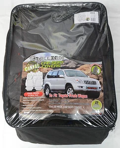 BLACK FULL CAR PACK POLY CANVAS SEAT COVERS FOR TOYOTA PRADO 120 03-09 - Picture 1 of 3
