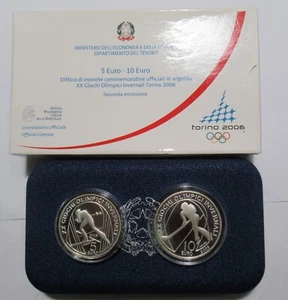 *REPUBBLICA ITALIANA 5+10 EURO 2006 OLIMPIADI INVERNALI II SERIE PROOF CONF.ORIG - Picture 1 of 1