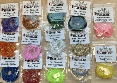 HARELINE FLAT DIAMOND BRAID. YOU PICK COLOR. FLY TYING, CRAFTS. - Image 1 of 2