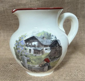 Vintage Blanchardon Fabrication French Pitcher Vase Milk Jug Girl At Well - Picture 1 of 9