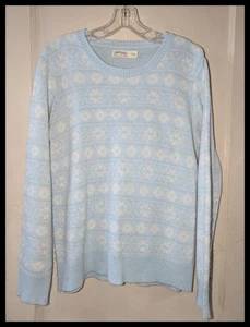 EUC Women's Baby Blue Snowflake Pull over Sweater L (12-14) - Picture 1 of 5