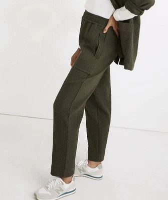 Madewell Pull-On High-Rise Tapered Pants in Diamond Jacquard Dark Forest Size M - Image 1 of 4