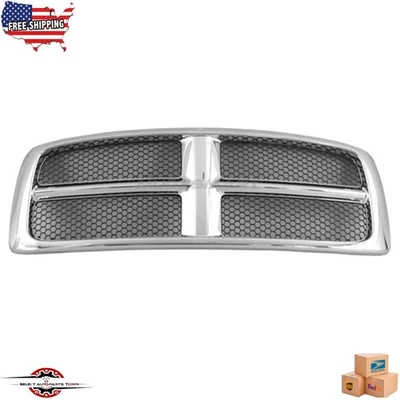 Fits 2002-2005 Dodge Ram 1500 2500 New Front Grille Assembly Chrome CH1200268 - Image 1 of 4