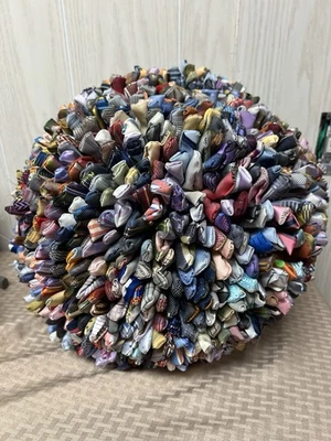 Mens Necktie Sphere Round Ball Throw Pillow Patchwork Cut Up Neck Ties COLORFUL - Image 1 of 4