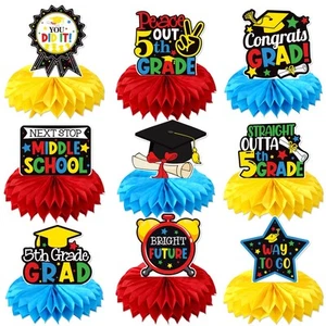 9 PCS 5th Grade Graduation Honeycomb Centerpieces Table Topper Decorations - Picture 1 of 5