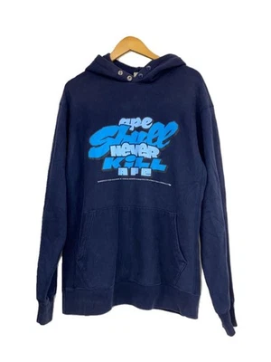 A BATHING APE BAPE Logo Print Pullover Hoodie Sweatshirt Navy Cotton L #EK AHB - Image 1 of 4