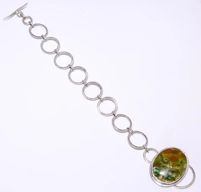 Pulsera hecha a mano de plata de ley 925 con calcedonia cromada 7,99" B_9214_73_13 Foto 1 de 4