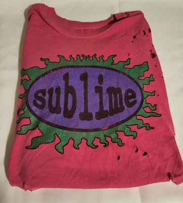 Sublime Sun Logo Band Tee PacSun Pink Graphic T-Shirt Rock Music Merch - Image 1 of 4