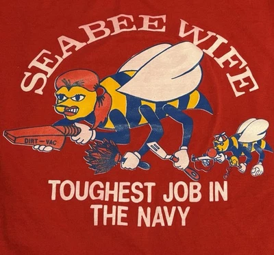 Camisa Seabees Vintage Años 90 Marina de los Estados Unidos Camiseta Pantalla Roja Estrellas Hombre’s Grande Parodia Foto 1 de 4