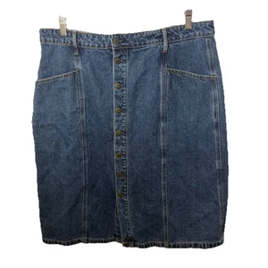 Old Navy Skirt High Rise Secret Slim Pockets Size 16 Denim Midi Modest - Picture 1 of 7