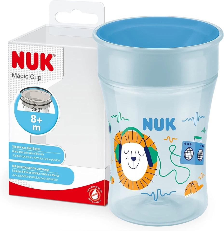 NUK Trinklernbecher Magic Cup 360°-Trinkrand 230ml blau 10255602 (4008600398509)