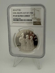 2014 P Civil Rights Act of 1964 Commemorative 1 oz silver (90%) NGC MS69 - Picture 1 of 2