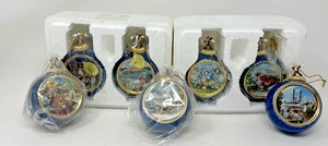 Disney 1997 Christmas Ornament Mickey's Bradford Exchange Porcelain Set of 7 - Picture 1 of 8