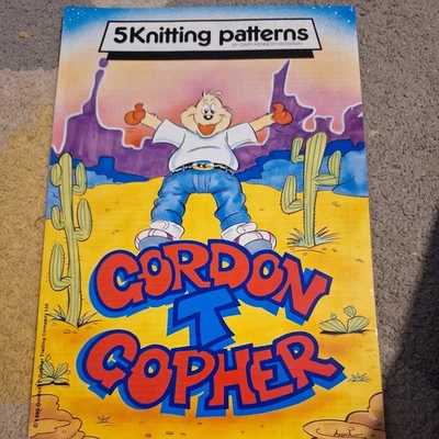 Gordon the Gopher 5 Knitting Patterns 4 Ply 24"-44" Intarsia Booklet - Image 1 of 4