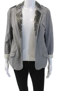 Gryphon New York Womens Cotton Short Open Front Blazer Jacket Gray Size S - Picture 1 of 6