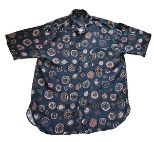 Camicia uomo Silk Society XL seta Y2K astratta manica corta con bottoni - Foto 1 di 4