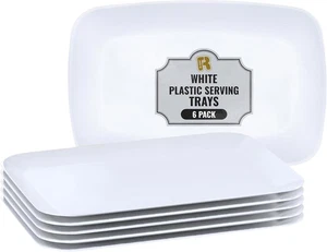 6 Pack White Serving Tray - 12.75 x 8.25 Trays for Serving Food - Heavy Duty - Picture 1 of 5