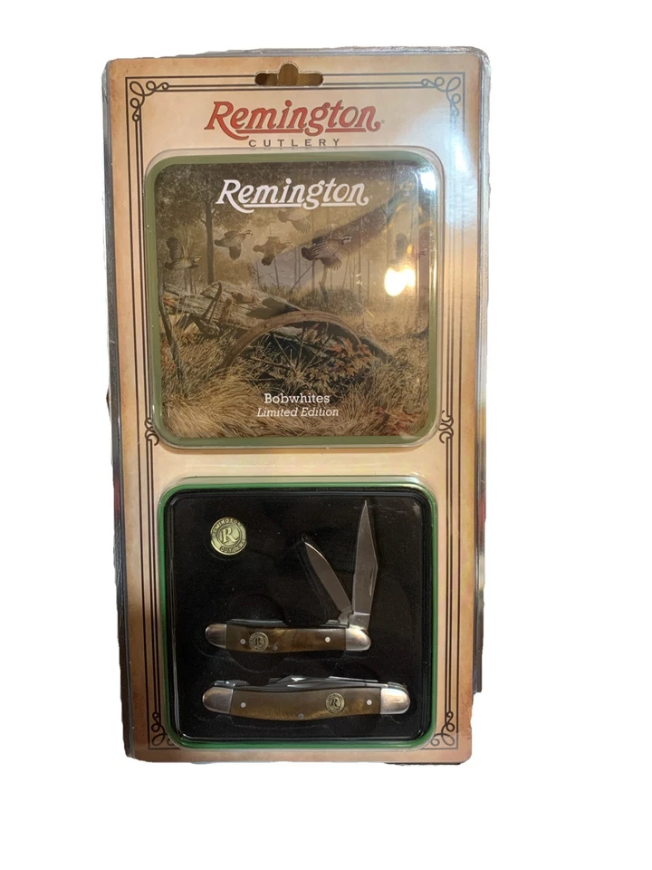 Juego de regalo blanco Remington Bob cuchillo de bolsillo cuchillas de acero inoxidable asas de madera Foto 1 de 1