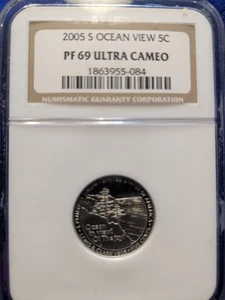 2005-S OCEAN VIEW  5C Jefferson Nickel  NGC PF69 Ultra Cameo Free Shipping C4501 - Picture 1 of 4