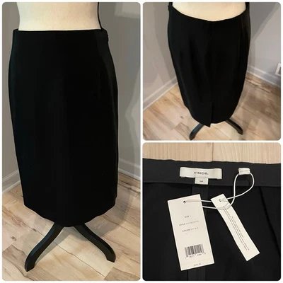 Saia lápis Vince comprimento do joelho tamanho pequeno preta zíper lateral $245 dinheiro antigo carreira - Imagem 1 de 4