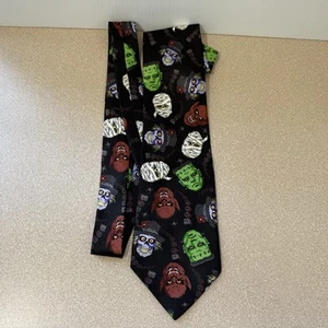 Addiction Men's Necktie Tie Polyester Movie Monsters Mummy Wolfman Frankenstein - Picture 1 of 5