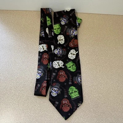 Addiction Men's Necktie Tie Polyester Movie Monsters Mummy Wolfman Frankenstein - Image 1 of 4
