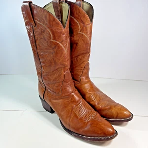 Vintage Tony Lama Brown Western Cowboy Boots 5084 Men's 13 B Made In USA - Picture 1 of 12