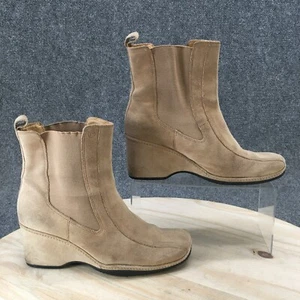 Rockport Boots Womens 7.5 M Chelsea Booties Tan Suede Wedge Heels Casual - Picture 1 of 10