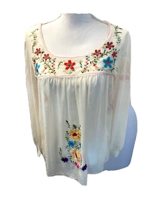 Mishka By Sienna Rose Bluse Boho Gr. Small Stickerei Ivory Gauzy Festival - Bild 1 von 8