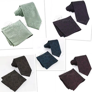 Classic Floral Paisley Neck tie and & Pocket Square Hankie Formal Party Wedding - Picture 1 of 9